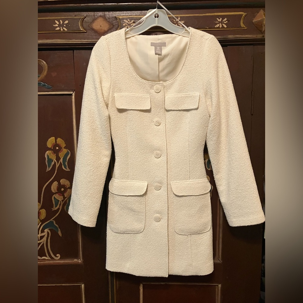 H&M Cream Textured Women's Coatdress